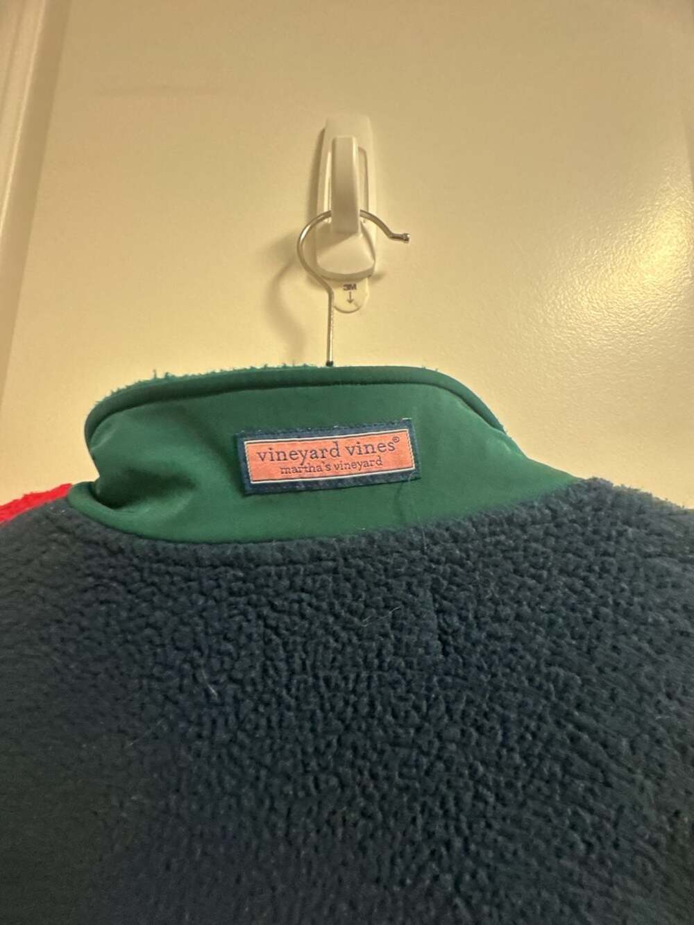 Vineyard Vines 1/4 Zip Fleece Pullover Jacket Men med Colorblock Green/Red - Picture 6 of 6